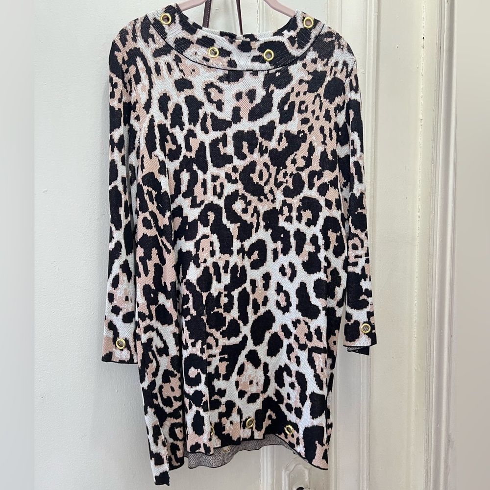 Leopard Print Women's Top with Gold Accents